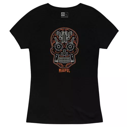 Magpul MAG12180012XL Sugar Skull Women's Black Short Sleeve 2XL