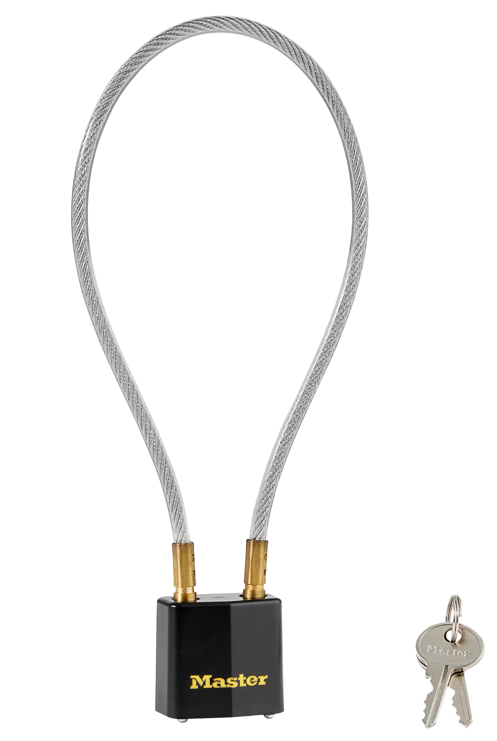 Master Lock 99DSPT Cable LockOpen With Key Black & Gold Steel 14"