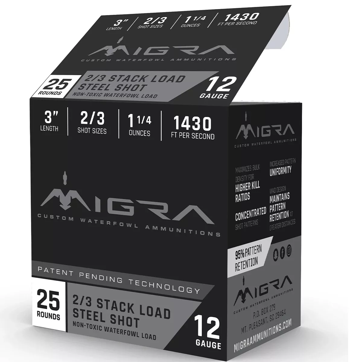 Migra Ammunitions M12S23 Staxd 12 Gauge 3" 1 1/4 oz 2 3 Shot 25 Per Box