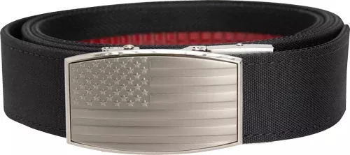 Nexbelt Aston USA Embossed EDC Gun Belt 1.5" Black Leather - Up to 50" Waist