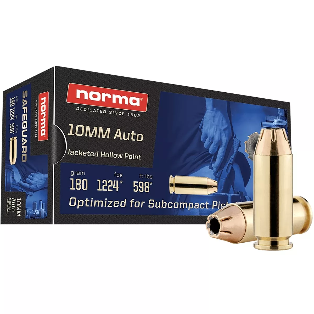 Norma Ammunition 801109265 10mm 180 gr Jacketed Hollow Point 50 Per Box