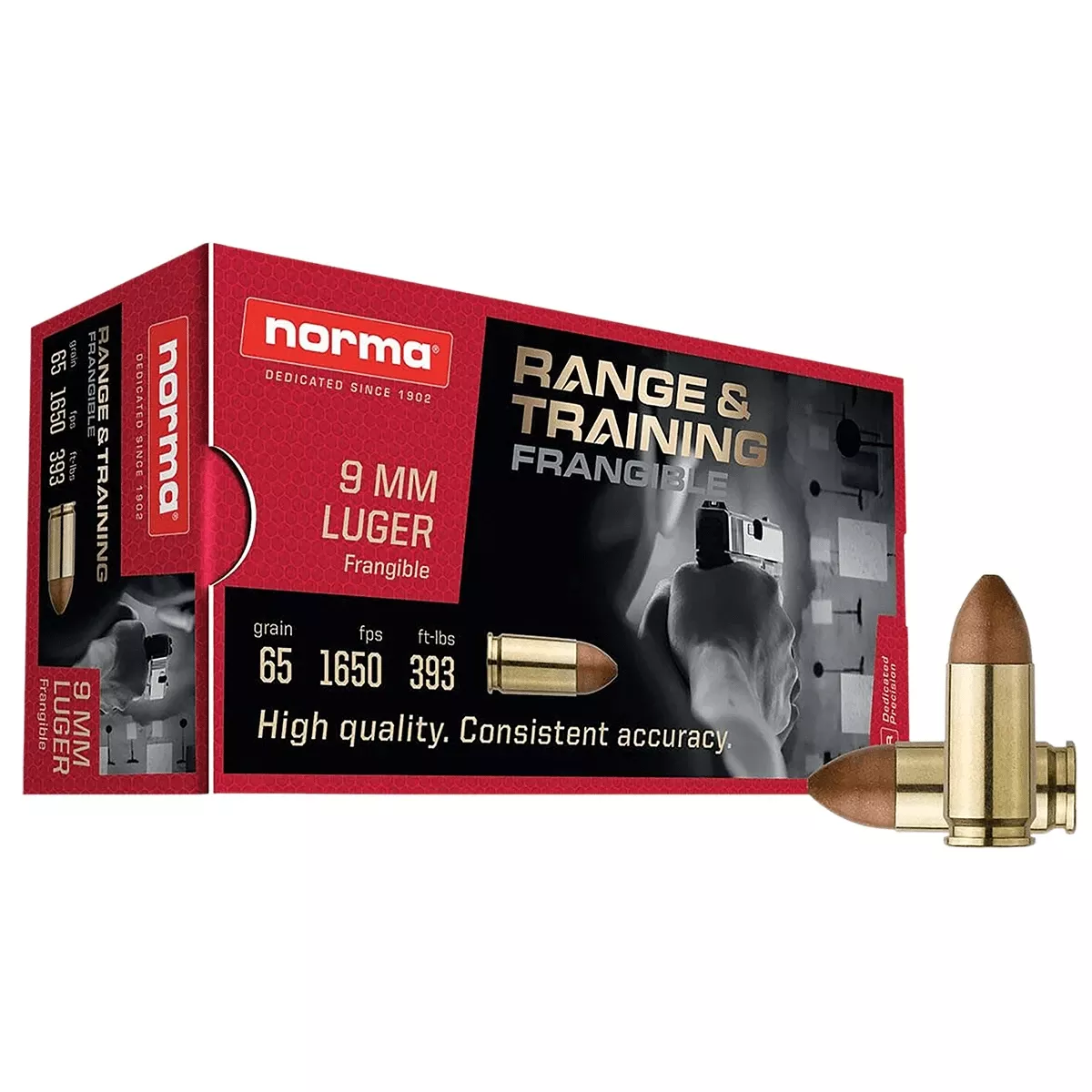 Norma Ammunition Range & Training 9mm 65 gr Frangible 50 Per Box
