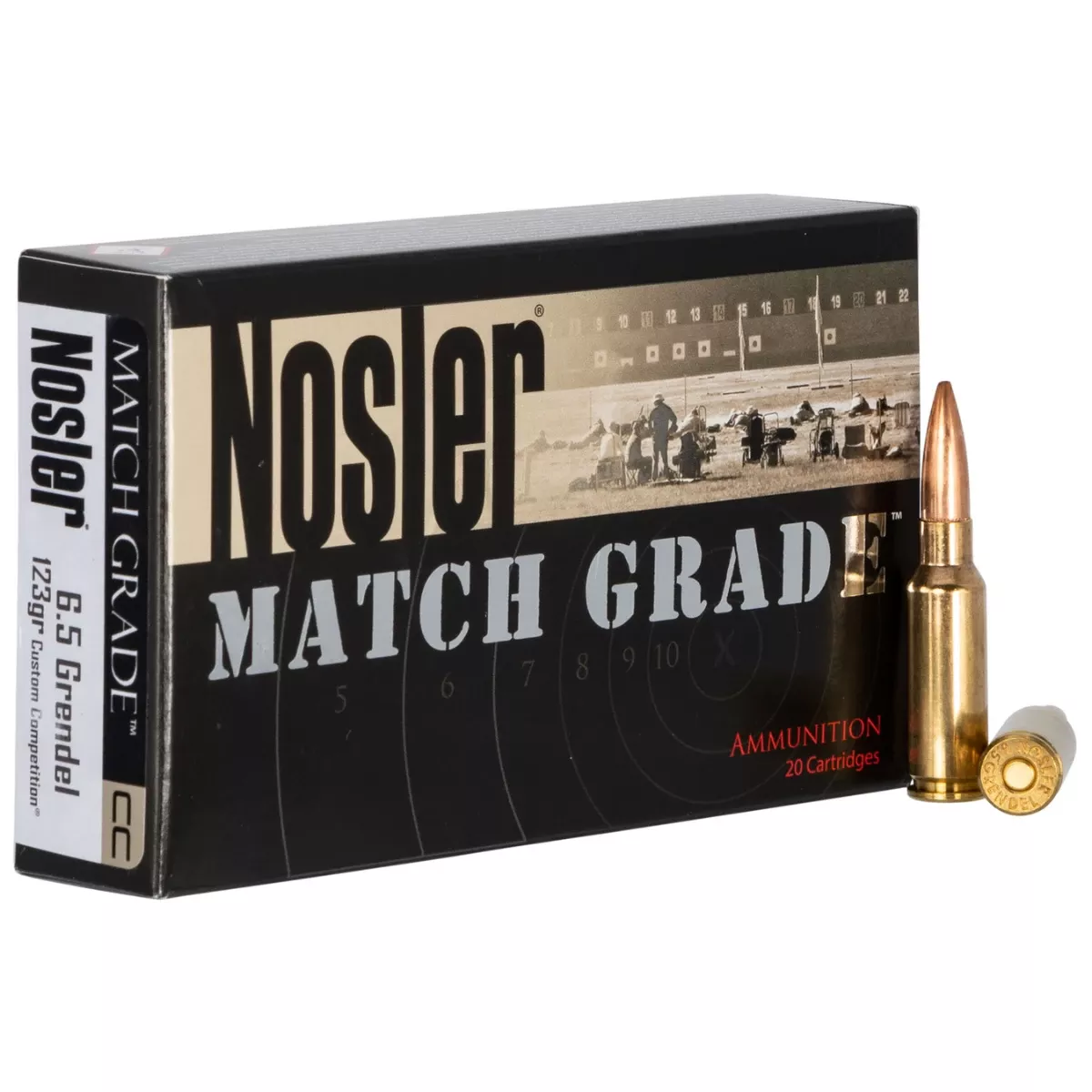 Nosler Match Grade 6.5 Grendel 123 gr Custom Competition Hollow Point Boat Tail CCHPBT Rifle Ammo