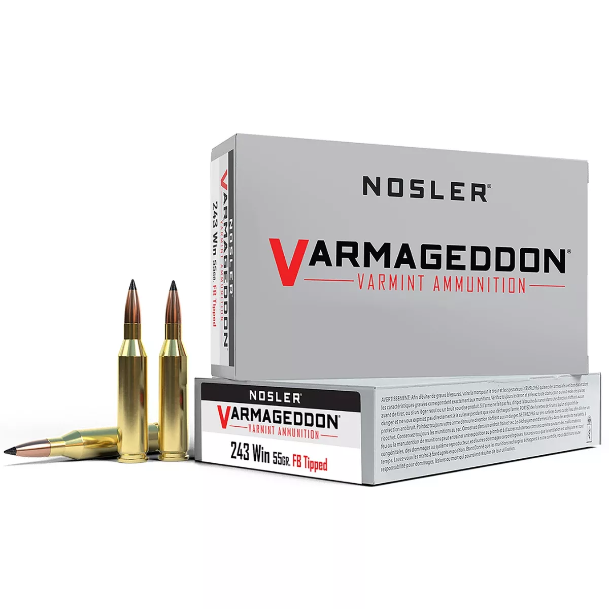 Nosler Varmageddon 243 Win 55 gr Flat Base Tipped - 65165