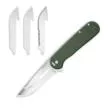 Outdoor Edge Razor VX3 3" Folding Drop Point Plain 420J2 SS Green Micarta Handle