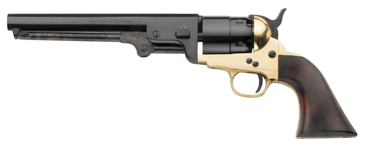 Pietta REB44 1851 Navy 44 Cal 7.37" 6rd Brass Frame, Blued Cylinder & Octagon Barrel, Walnut Grip