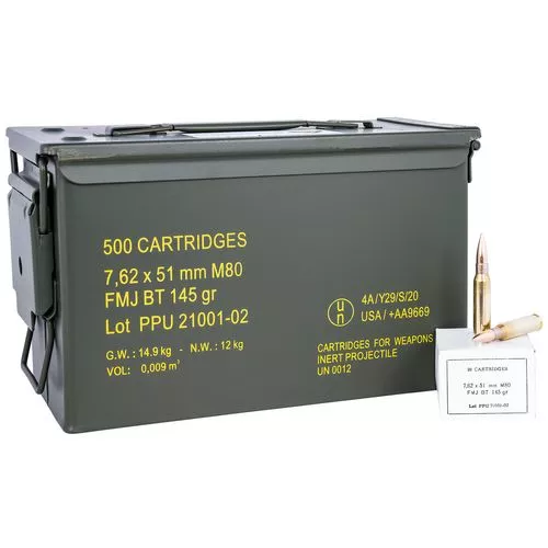 PPU Bulk M80 7.62x51mm NATO 500rd 145 gr FMJBT Rifle Ammo