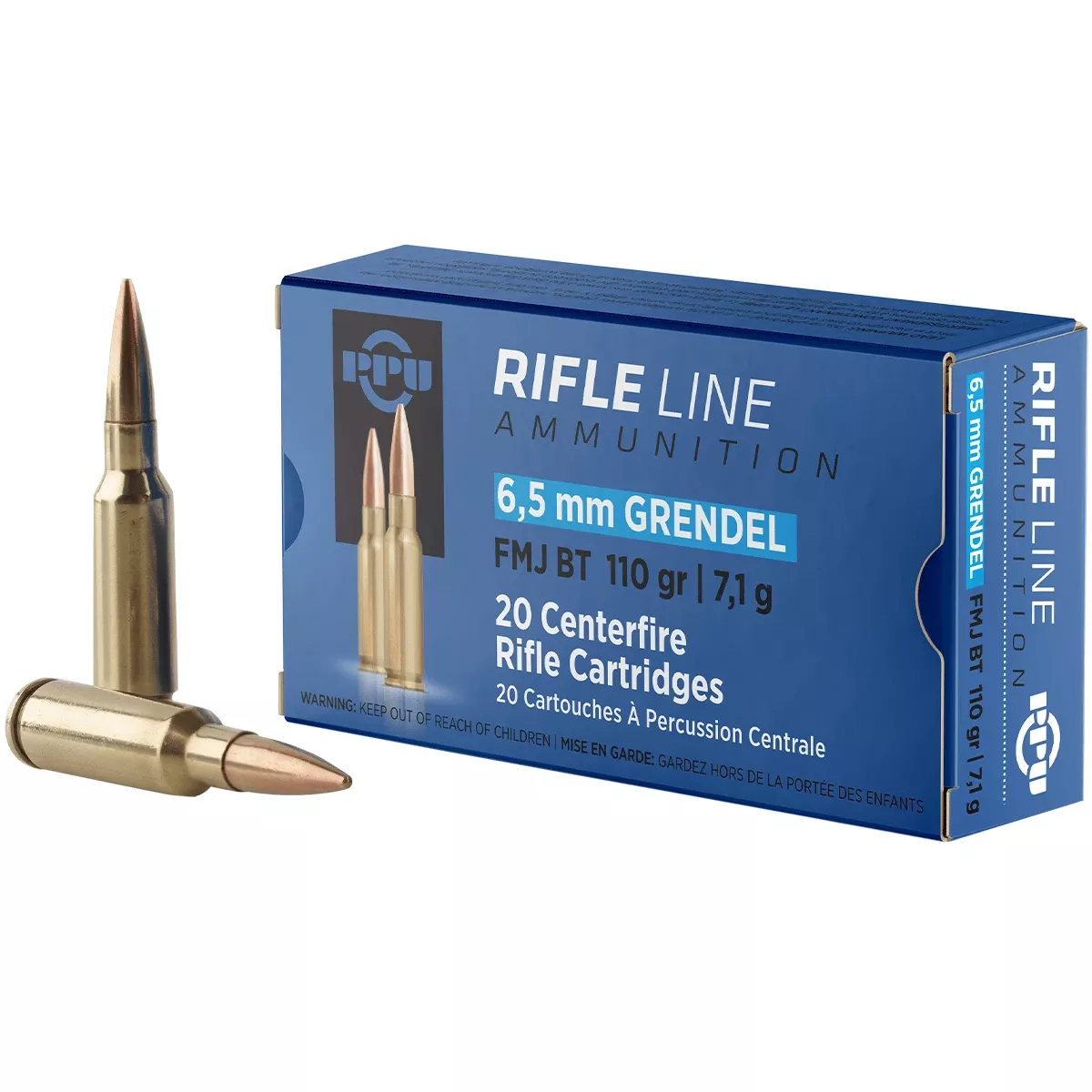 PPU PP6GF Standard Rifle6.5 Grendel 110 gr Full Metal Jacket Boat-Tail (FMJBT) 20 Bx/ 25 Cs