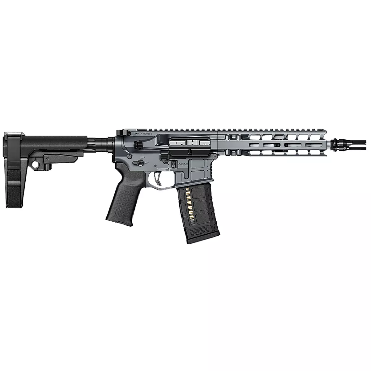 RADIAN WEAPONS R0053 Model 1 Pistol 300 Blackout 9" 30+1 Radian Gray Cerakote Black Magpul SBA3 Pistol Brace