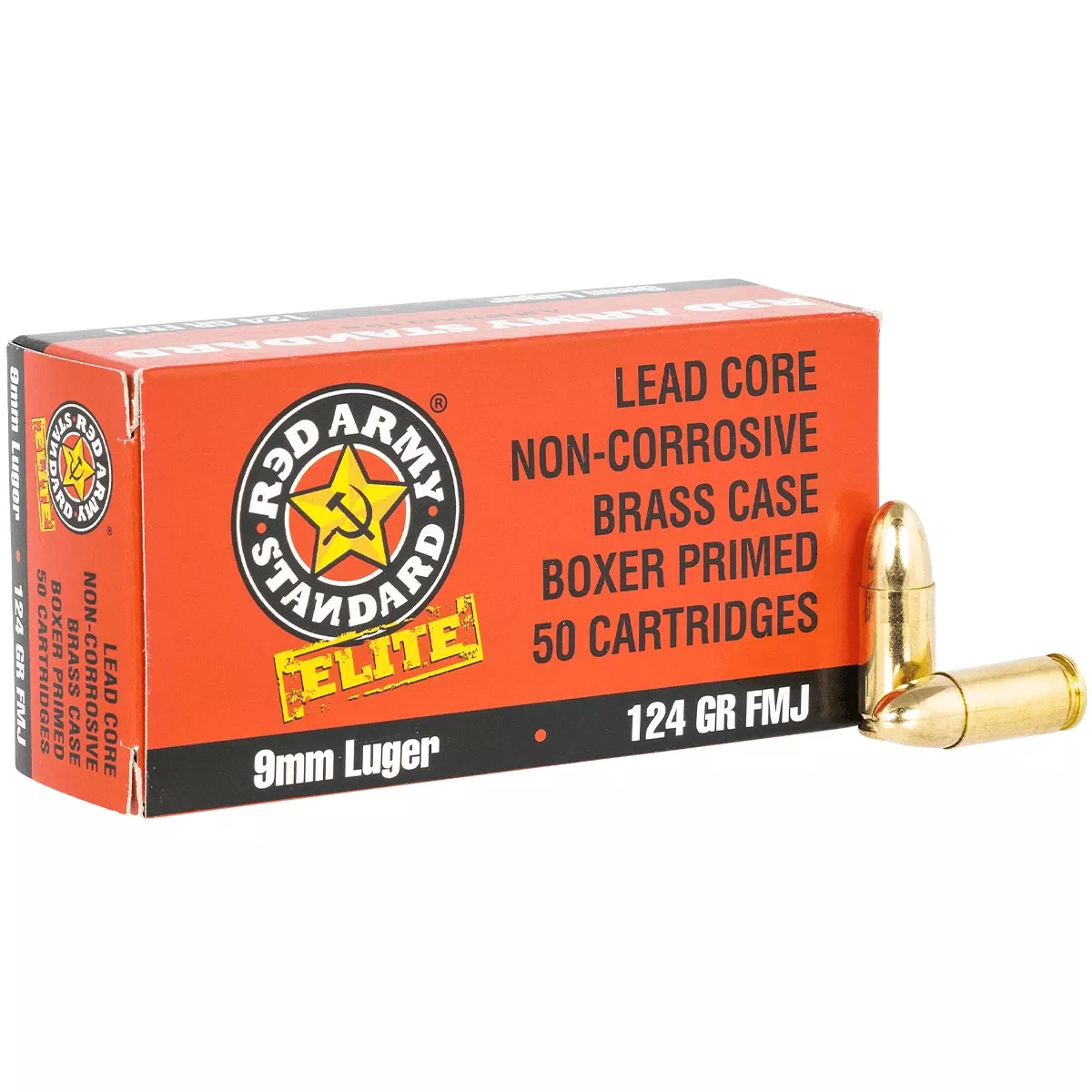 Red Army Standard Red Army Standard White Box 9mm Luger 124 gr Full Metal Jacket (FMJ) 50 Bx Handgun Ammo