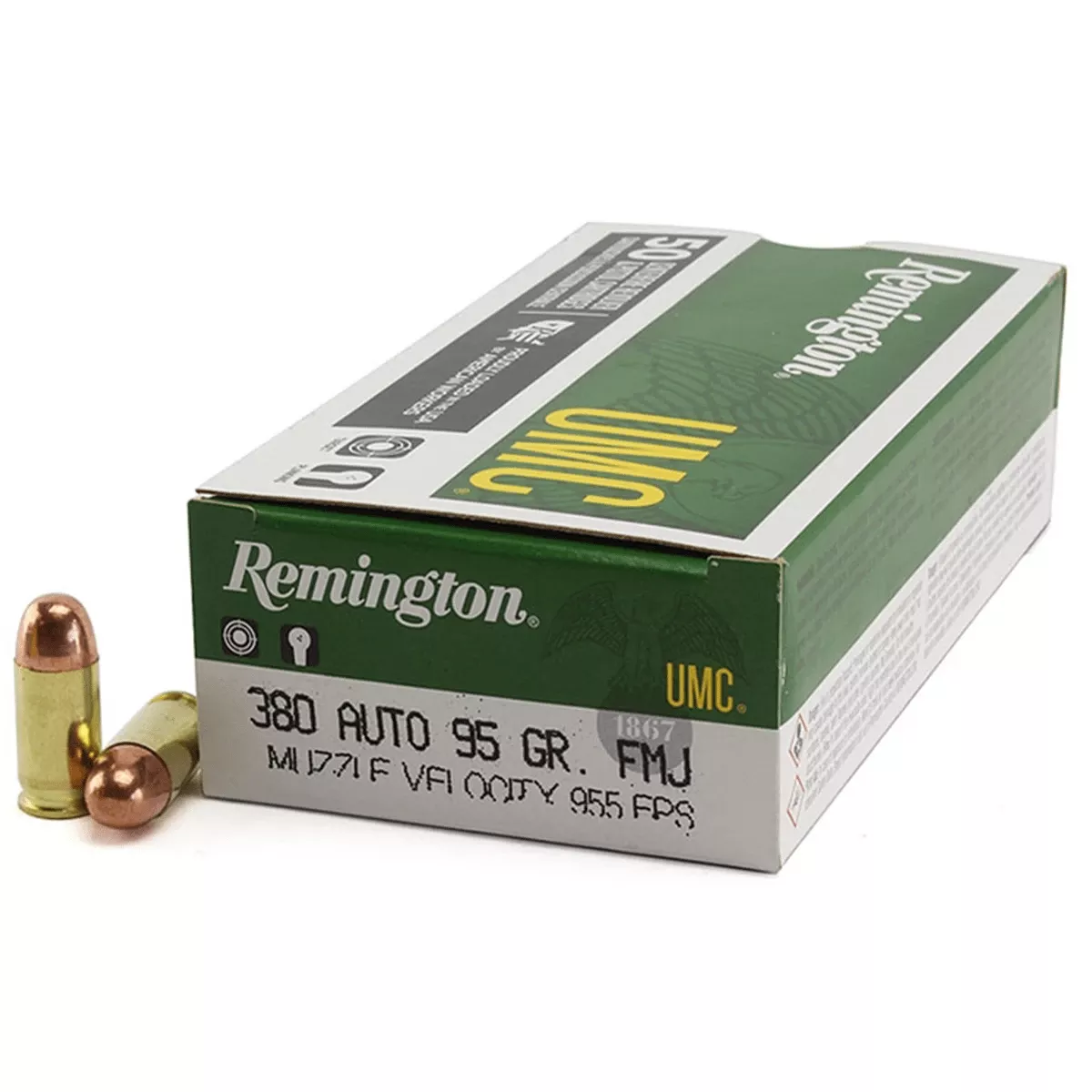Remington Ammunition R23720 UMC 380 ACP 95 gr Full Metal Jacket 50 Per Box Ammo