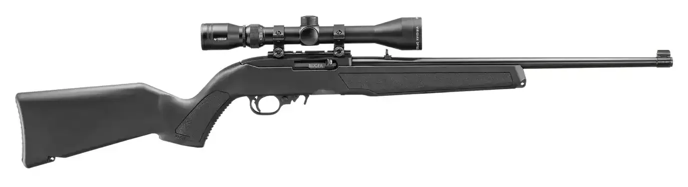 RUGER 10/22 SCOPED VIRIDIAN EON 3-9X40 22LR RIFLE 18.5″ BLACK POLYMER, MLOK SLOTS 1-10RD MAG