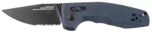 S.O.G SOG-15-38-08 SOG-TAC Auto Compact 2.94" Folding Straight Back Part Serrated Black TiNi Cryo D2 Steel Blade Black Micro-Textured Anodized Aluminum Handle Includes Pocket Clip