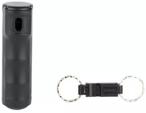 Sabre Pepper Gel with Quick Release Whistle Keychain .54 Ounces Black Matte Finish