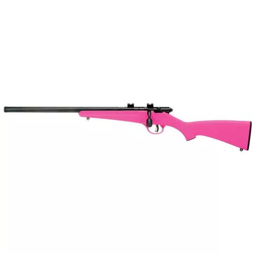 Savage Arms 13842 Rascal FLV-SR 22 LR 1rd Cap 16.13" Matte Blued Rec/Barrel Pink Stock Left Hand (Youth)