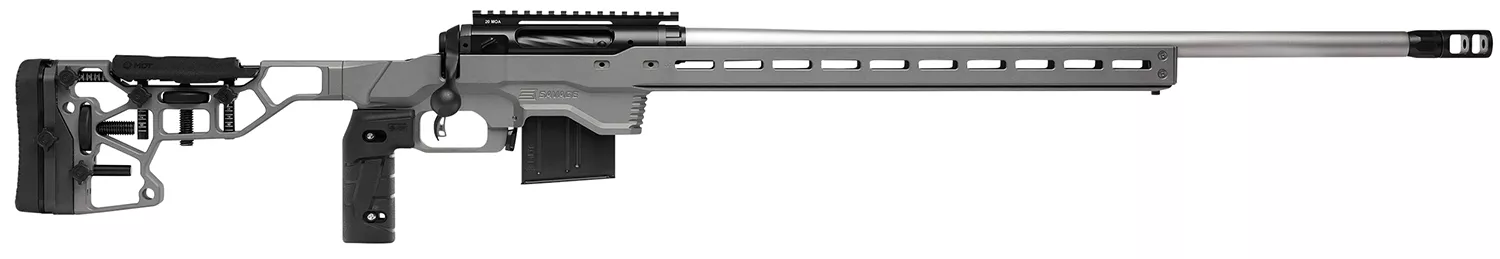 Savage Arms 57557 110 Elite Precision 6.5 Creedmoor 10+1 26″ Matte Stainless, Matte Black Rec, Gray Cerakote Adjustable MDT ACC Aluminum Chassis Stock