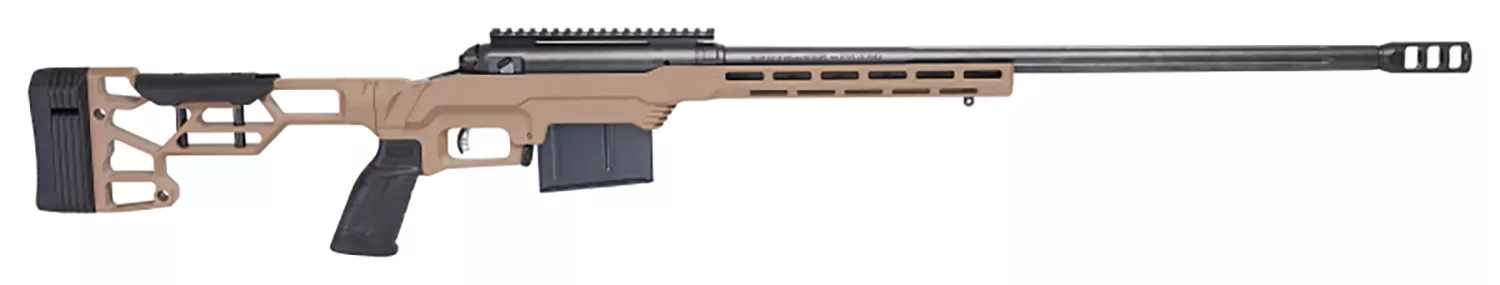 Savage Arms 57695 110 Precision 308 Win 10+1 20″, Matte Black Rec/Barrel, Flat Dark Earth Cerakote MDT LSS XL Chassis, Polymer Grip, Left Hand