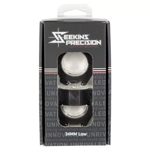 Seekins Precision 0010630002 Scope Ring SetPicatinny Rail Low 34mm Matte Black Anodized Aluminum