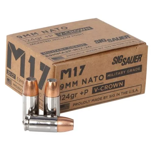 Sig Sauer Elite Defense M17 9mm Luger +P 124 gr V Crown Jacketed Hollow Point - E9MMA2PM1720