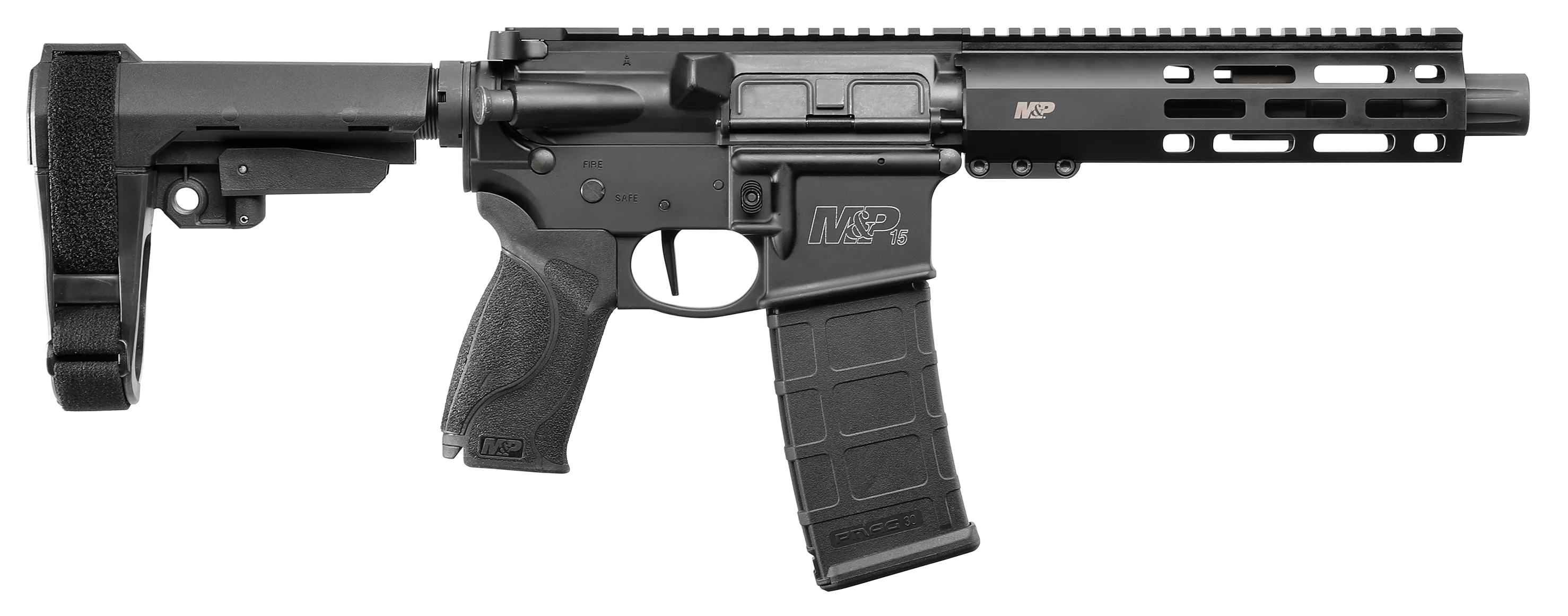 Smith & Wesson 13320 M&P15Pistol 223 Rem,5.56 NATO 30+1 7.50" Black Armornite Barrel Matte Black Rec Black Adjustable Arm Brace Stock Black Interchangeable Palmswell Grip Right Hand