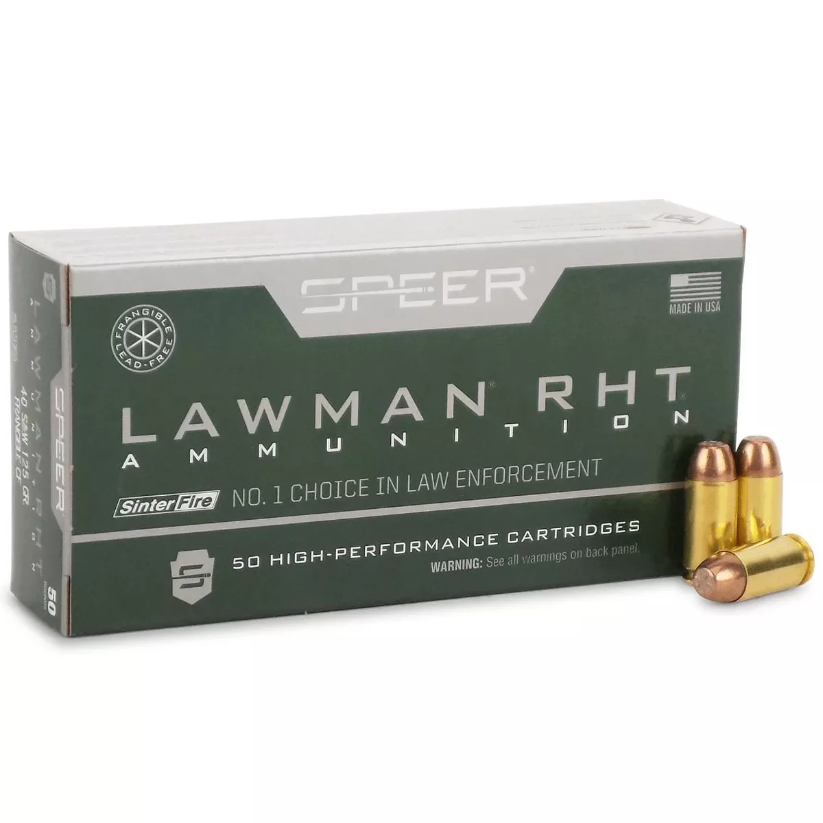 Speer 53375 Lawman Training 40 S&W 125 gr SinterFire Frangible 50 Per Box