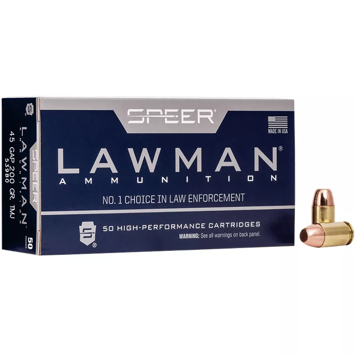 Speer Lawman 45 GAP, 200 grain - 50 Per Box - 53980