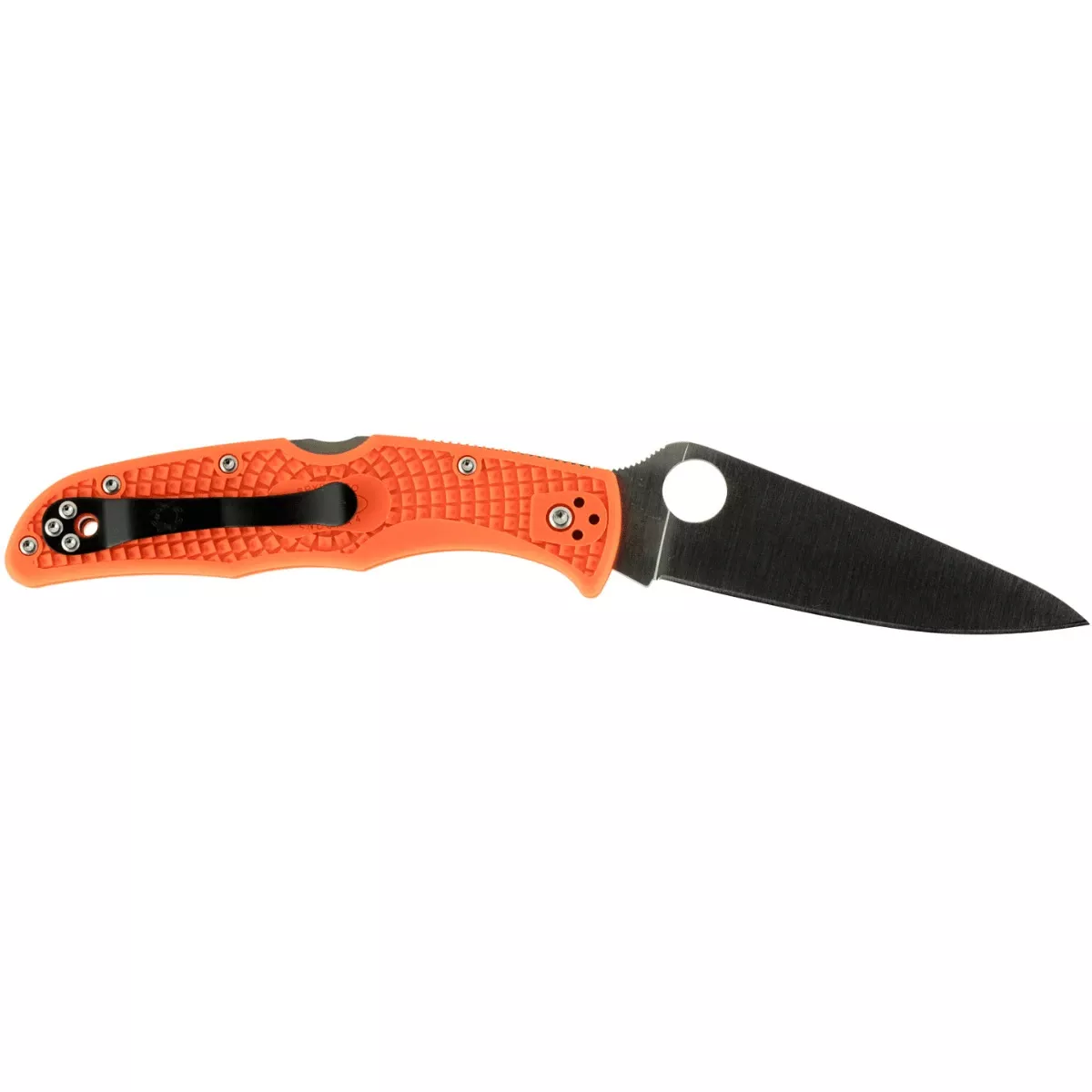 Spyderco Endura 4 Lightweight Folding Knife, 3.75" Clip Point Plain VG-10 SS Blade Orange Bi-Directional Texturing FRN Handle Includes Pocket Clip - C10FPOR