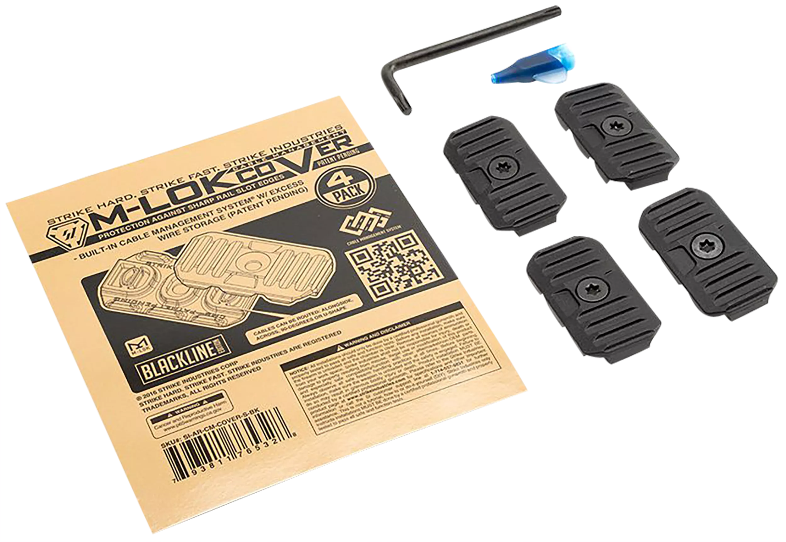 Strike Industries AR-CM-COVER-S-BK Cable Management Cover Short 1.57"L Black Polymer for M-Lok