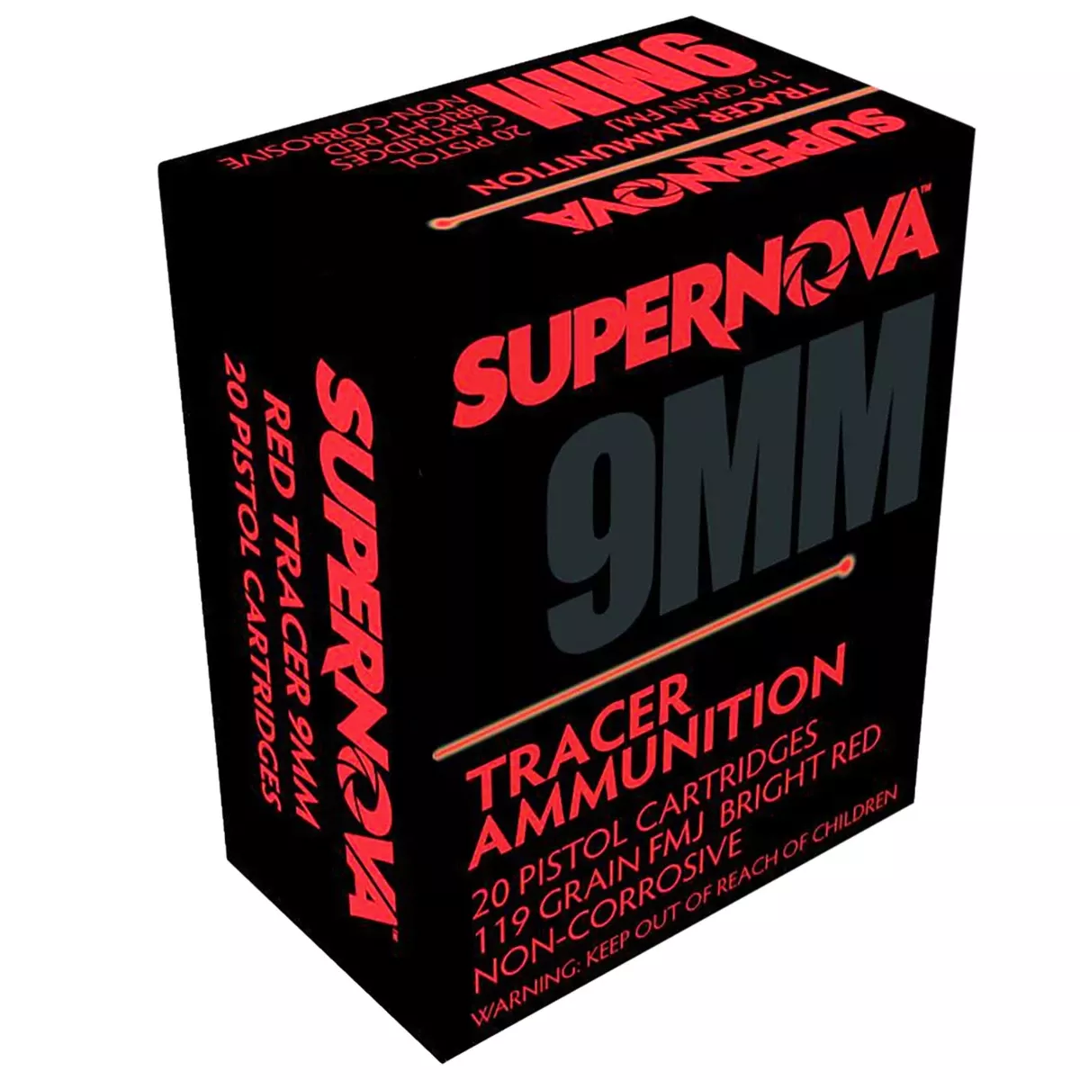 Supernova 9mm Luger 119 gr Full Metal Jacket Red Tracer Ammunition - PMSN9MMR