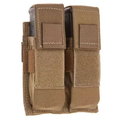 TACSHIELD (MILITARY PROD) T3602CY Universal Double Pistol Mag Pouch Coyote 1000D Nylon