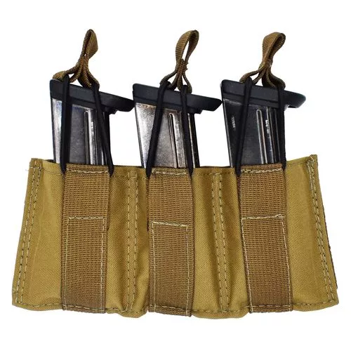 TACSHIELD (MILITARY PROD) T3608CY Speed Load Triple Pistol Mag Pouch Coyote 1000D Nylon