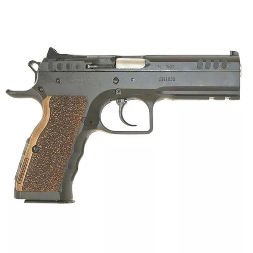 Tanfoglio IFG TF-STOCKI-40 Defiant Stock I 40 S&W 4.50" 14+1 Black Steel Slide Wood Grip
