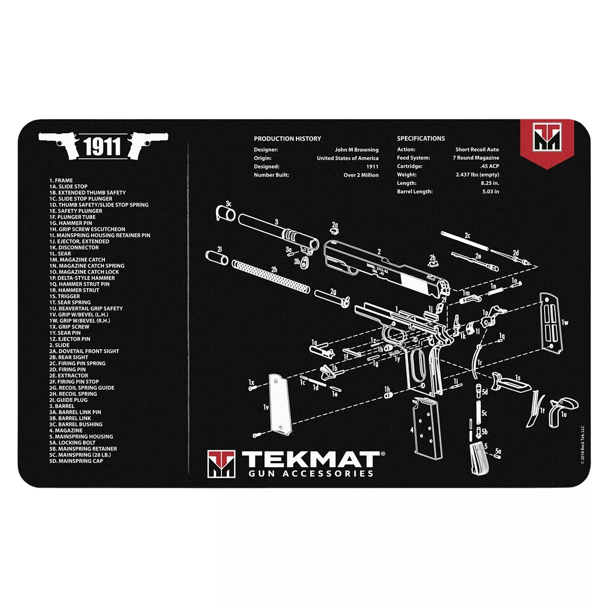 TekMat 1911 Cleaning Mat Black/White Rubber 11"x17"