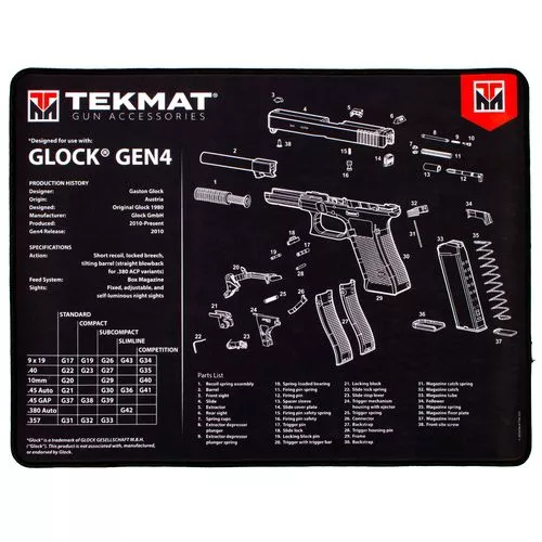 TekMat TEKR20GLOCKG4 Ultra Premium Cleaning Matfeaturing Glock Gen4 Parts Diagram 15" x 20"