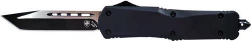 Templar Knife Black Rubber 3.50" Tanto Plain 440C Stainless Steel Coated Aluminum Handle OTF