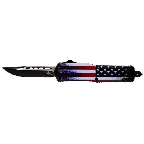 Templar Knife LUS331 US Flag Gen II Large 3.50" Drop Point Plain Black 440C Stainless Steel US Flag Zinc Aluminum Alloy Handle OTF