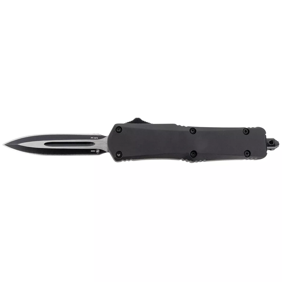 Templar Knife SBR131 Black Rubber Gen II Small 2.25" OTF Dagger Plain Black 440C SS Blade Black Rubber Coated Aluminum Handle