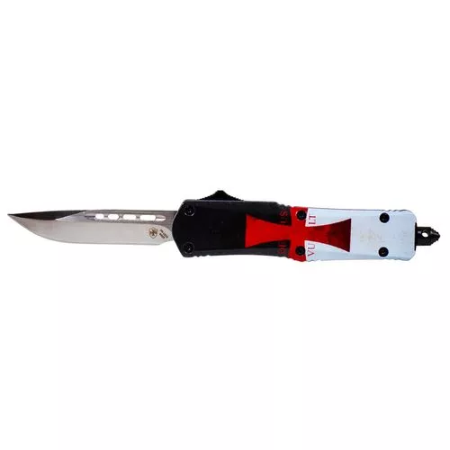 Templar Knife STK332 Templar Flag Gen II Small 2.75" OTF Drop Point Plain D2 Steel Blade Templar Flag Handle