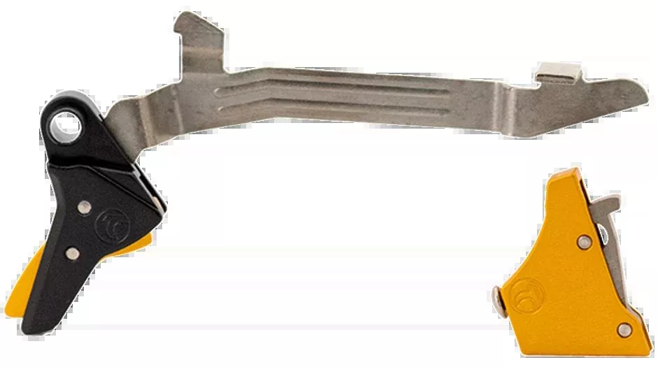 Timney Triggers Alpha Competition 45 ACP/10mm Auto Gold Straight Trigger - Glock Gen 3-4 Large Frame