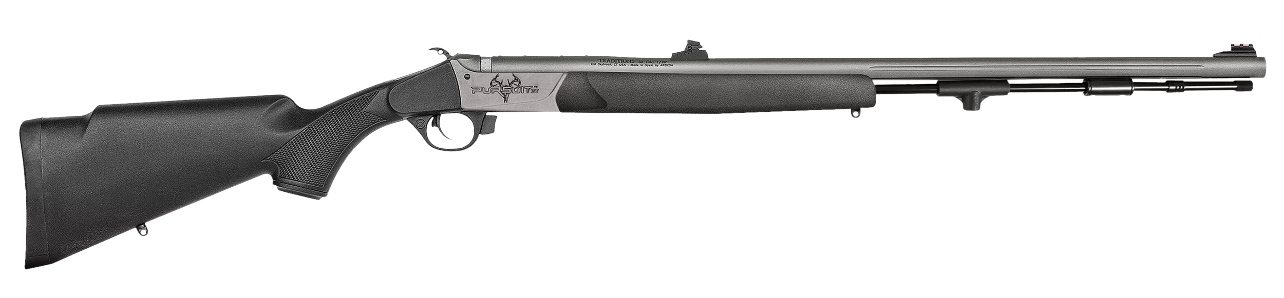 Traditions R74110440S Pursuit XT 50 Cal 209 Primer 26" Stainless Cerakote Black Synthetic Stock Includes Williams Fiber Optic Sights