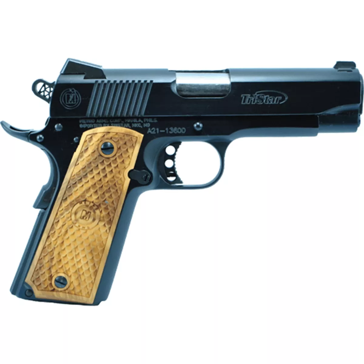 TriStar 85620 American Classic Commander 1911 45 ACP 4.25" 8+1 Black Steel Frame/Slide Steel Barrel Wood Grips Right Hand with Novak Sight