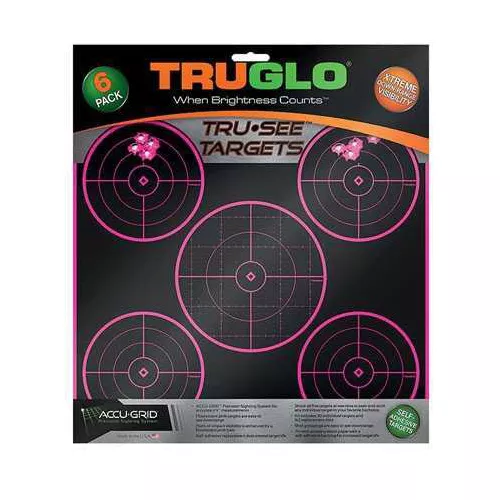 Truglo Target 5-Bulls Eye 12x12 Pink 6 Pack Md: TG11P6