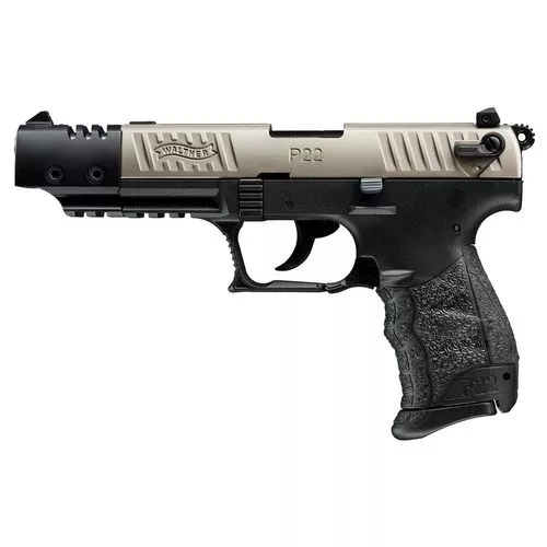 Walther Arms 5120337 P22 Target *CA Compliant 22 LR 5" 10+1 Black Nickel Slide Black Interchangeable Backstrap Grip
