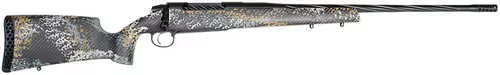 Weatherby 307 Alpine ST Full Size 300 PRC 3+1 24" Graphite Black Cerakote Spiral Fluted Threaded Barrel, Steel Drilled & Tapped Receiver, Carbon Fiber w/Gray, Light Gray & Gold Sponge Accents Fixed Peak 44 Bastion Carbon Fiber Stock, RH