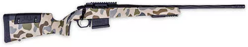 Weatherby 307 Hush 300 Win 5+1 22" Graphite Black Cerakote Fluted Threaded Barrel, Graphite Black Cerakote Picatinny Rail Steel Receiver, Adj Cheek Piece & LOP Hush Tundra Camo Synthetic Stock, Ambidextrous, 2" Muzzle Brake