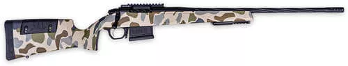 Weatherby 307 Hush 308 Win 5+1 20" Graphite Black Cerakote Fluted Threaded Barrel, Graphite Black Cerakote Picatinny Rail Steel Receiver, Adj Cheek Piece & LOP Hush Tundra Camo Synthetic Stock, Ambidextrous, 2" Muzzle Brake