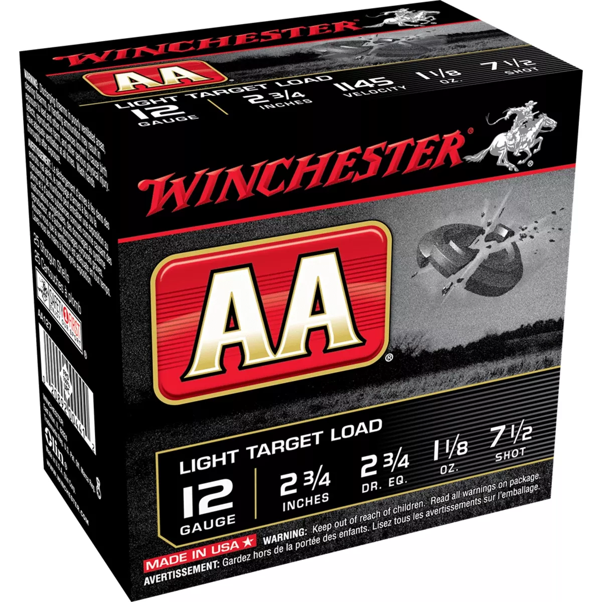 Winchester Ammo AA127 AA Light Target 12 Gauge 2.75" 1 1/8 oz 1145 fps 7.5 Shot 25 Bx