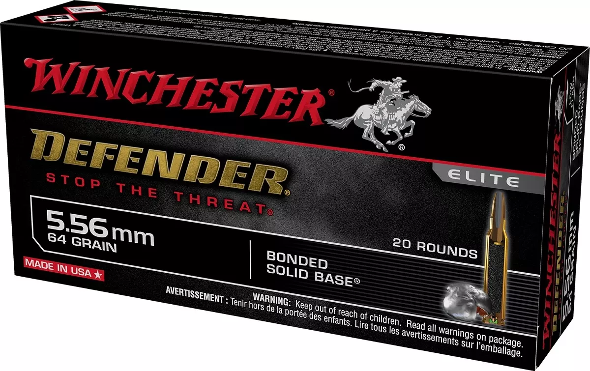 Winchester Ammo Defender 5.56x45mm NATO 64 gr Bonded Solid Base - S556PDB
