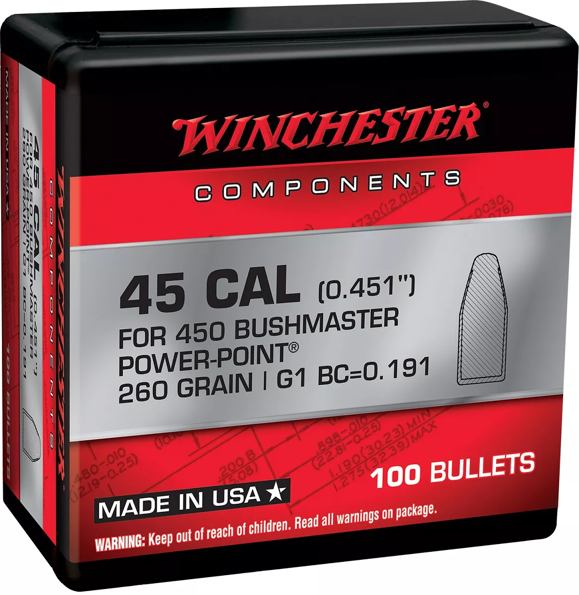 Winchester Ammo Power-Point 450 Bushmaster 260 gr - WB450P260X