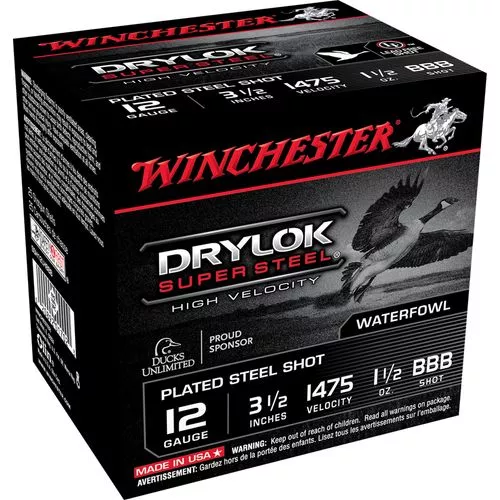 Winchester Ammo SSH12LHBBB Drylock Super Steel High Velocity 12 Gauge 3.50" 1 1/2 oz BBB Shot 25 Bx/ 10 Cs